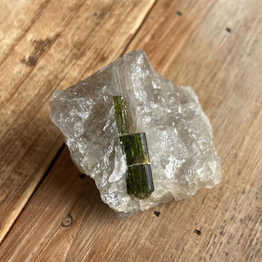 Green Tourmaline with Quartz